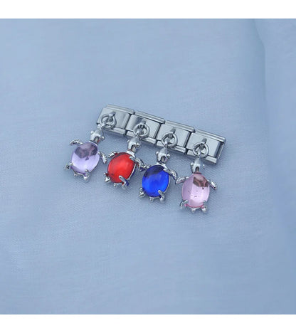 Lovely Deep Blue Turtle - Silver Pendant Charm