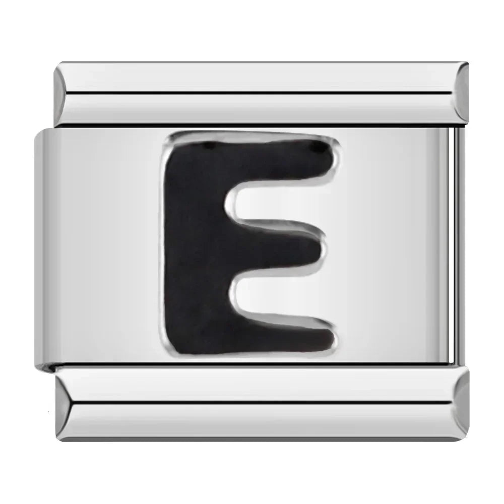 Black Letter E - Silver Charm