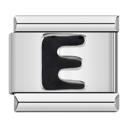 Black Letter E - Silver Charm