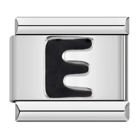 Black Letter E - Silver Charm