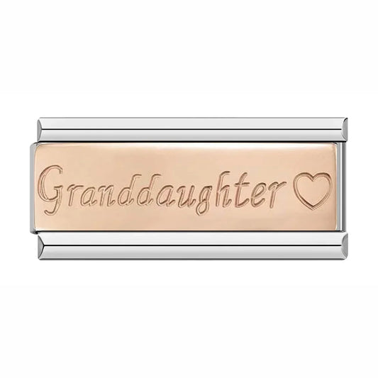 Granddaughter with Heart - Silver Rose Bar Charm