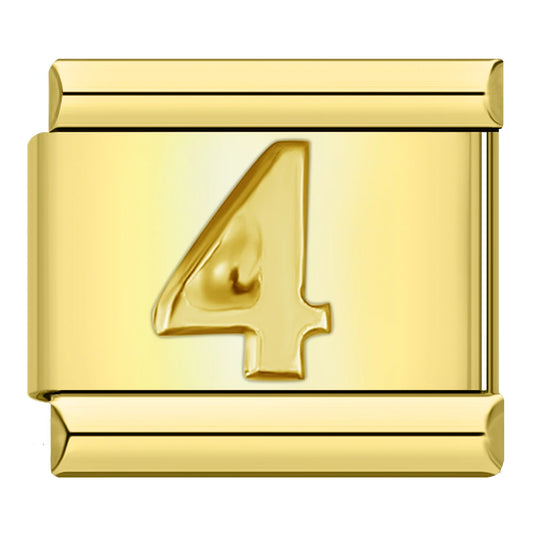 Golden Number 4 - Gold Charm