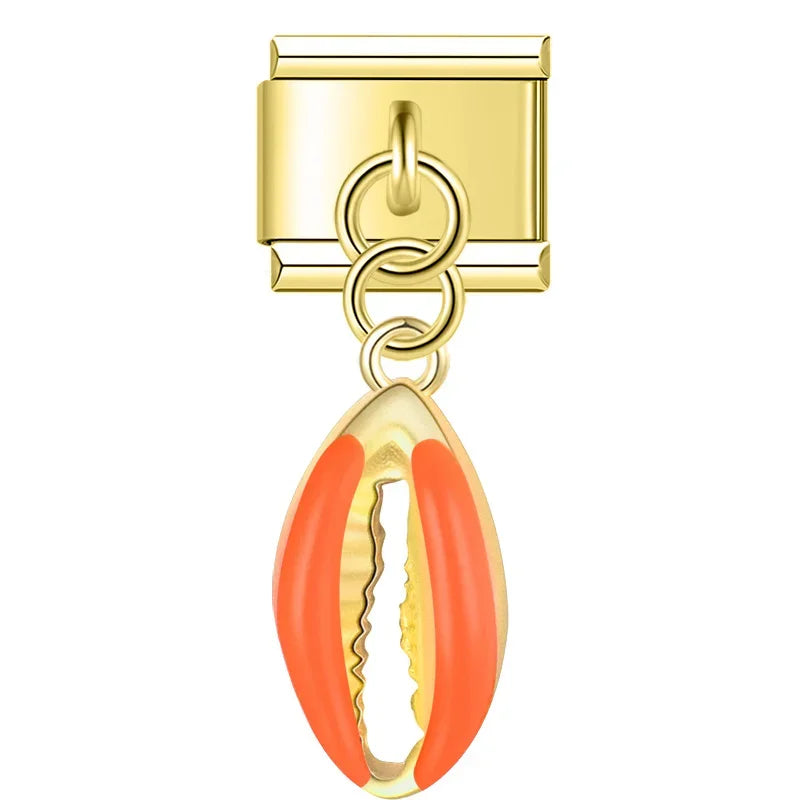 Peach Shell - Gold Pendant Charm