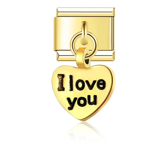 I Love You - Gold Pendant Charm