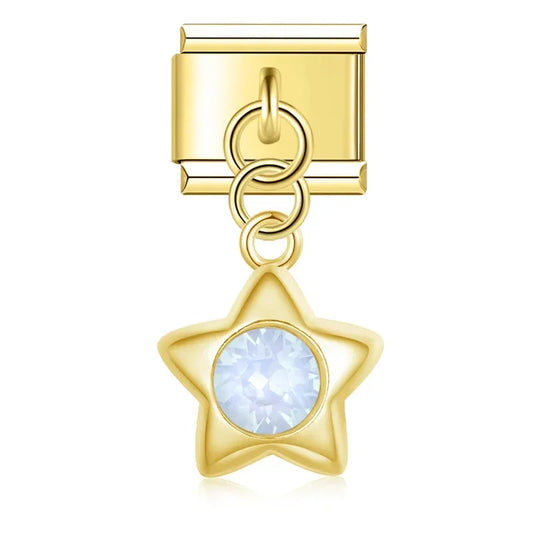 Star with White Stone - Gold Pendant Charm