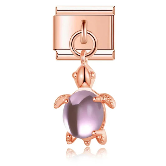 Lovely Pink Turtle - Rose Pendant Charm