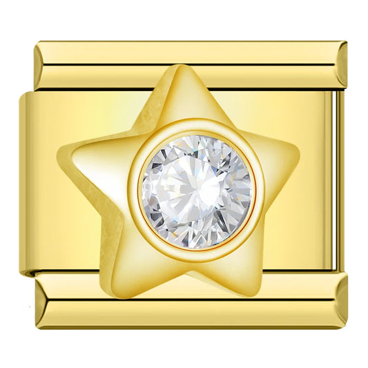 Star with CZ - Gold Charm
