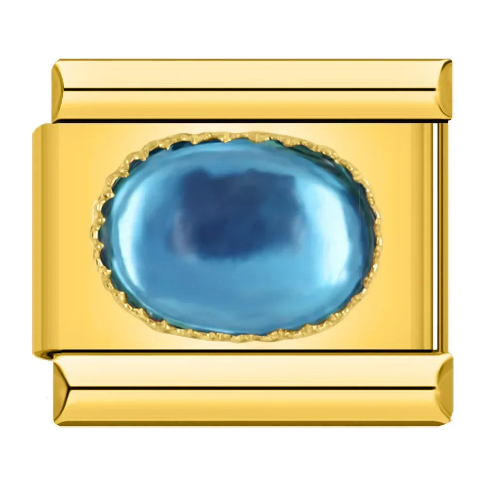 Elegant Blue Resin - Gold Charm