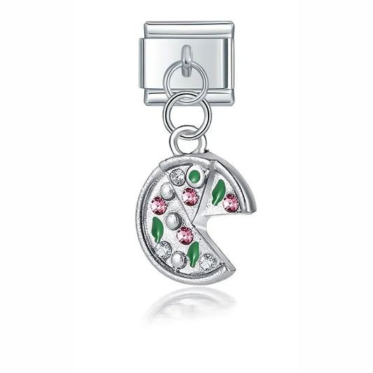 Pizza Slice Missing a Piece - Silver Pendant Charm