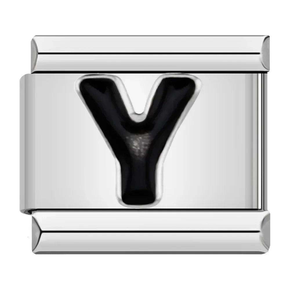 Black Letter Y - Silver Charm