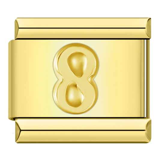 Golden Number 8 - Gold Charm