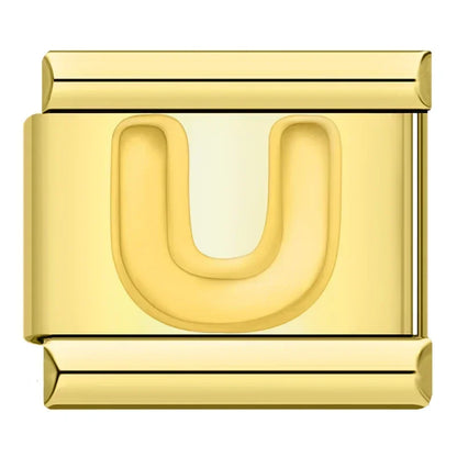 Golden Letter U - Gold Charm