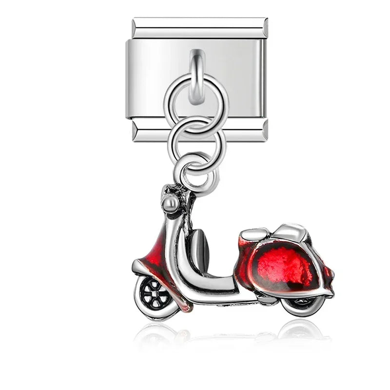 Red Vespa - Silver Pendant Charm