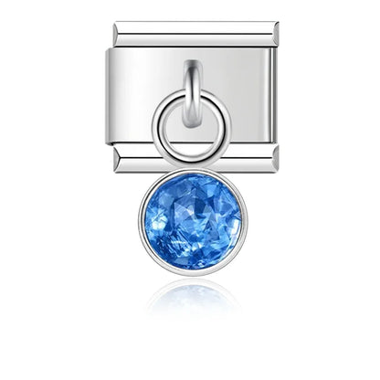 March Birthstone with CZ - Silver Pendant Charm