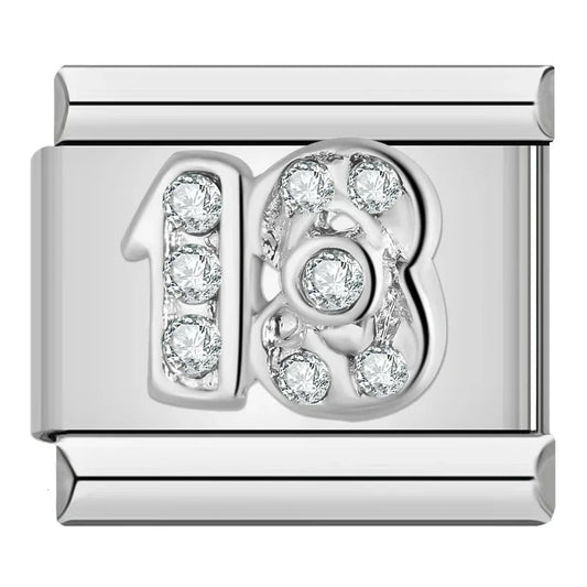 Number 13 Glitter - Silver Charm