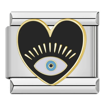 Black Heart Evil Eye charm