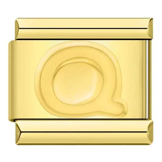 Golden Letter Q - Gold Charm