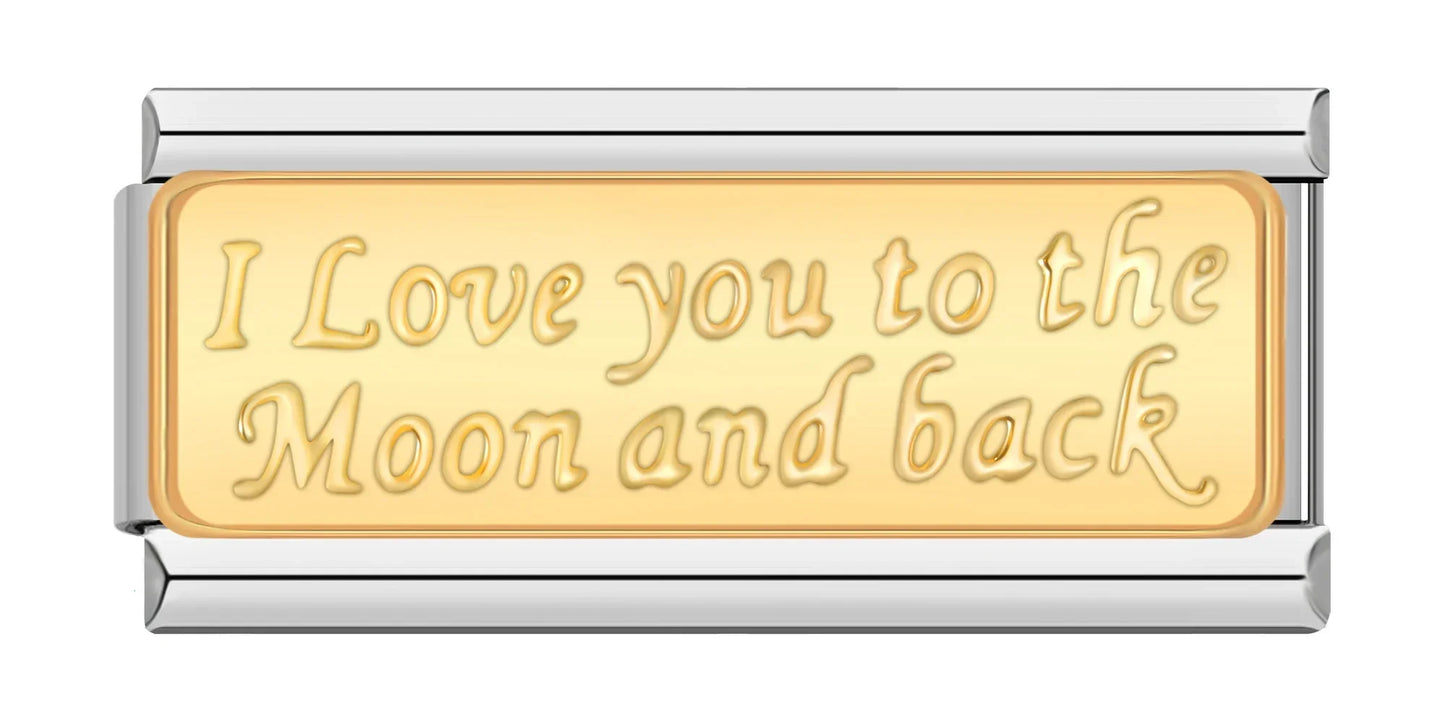 I Love you to the Moon and back - Silver Bar Charm