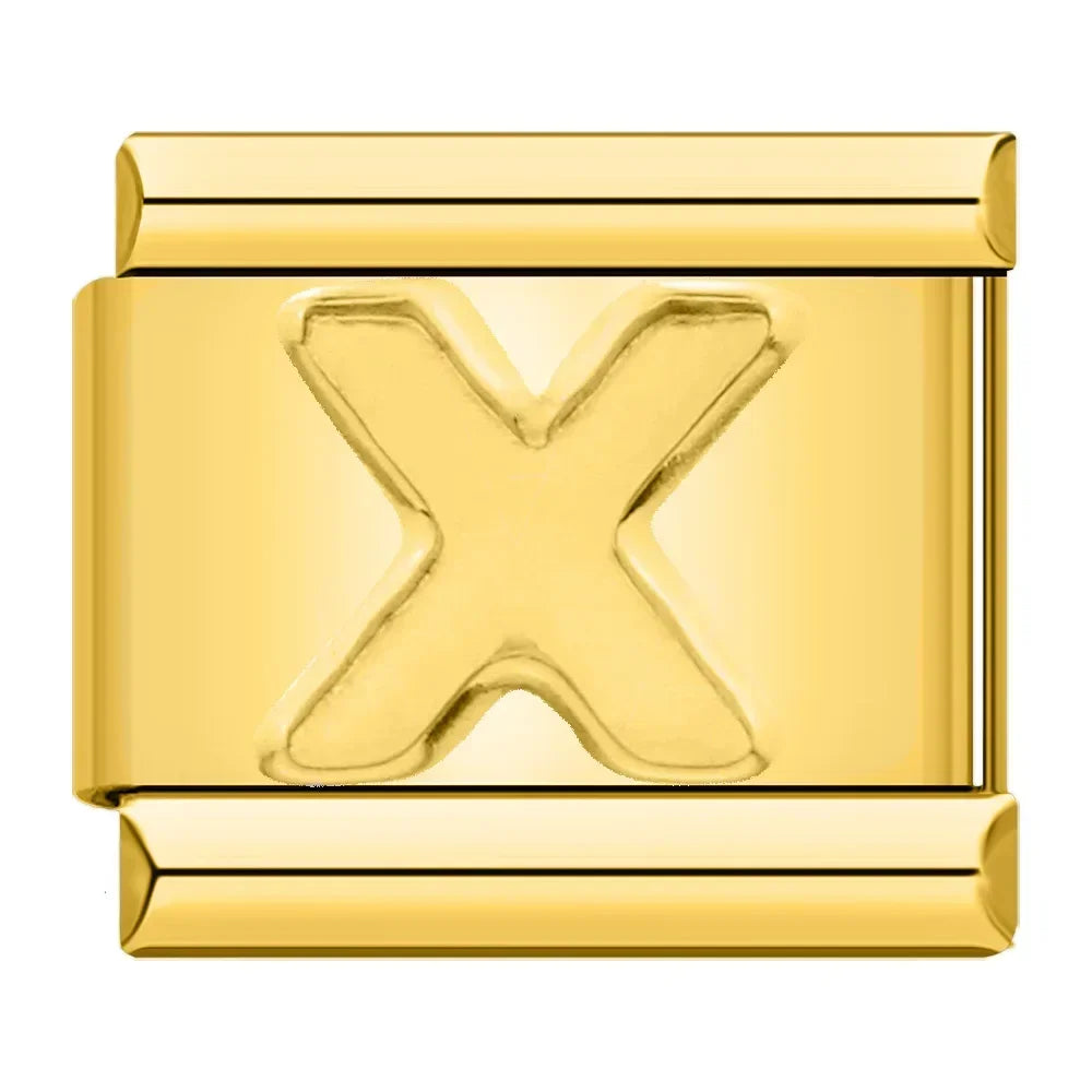 Golden Letter X - Gold Charm