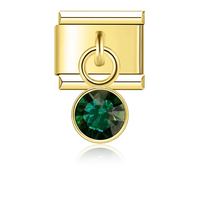 May Birthstone with CZ - Gold Pendant Charm