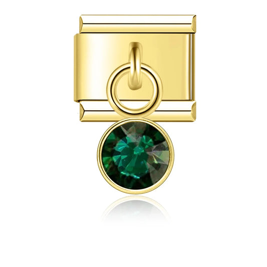 May Birthstone with CZ - Gold Pendant Charm