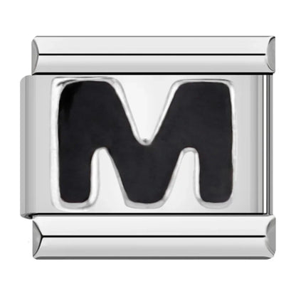Black Letter M - Silver Charm