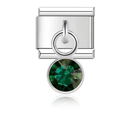 May Birthstone with CZ - Silver Pendant Charm