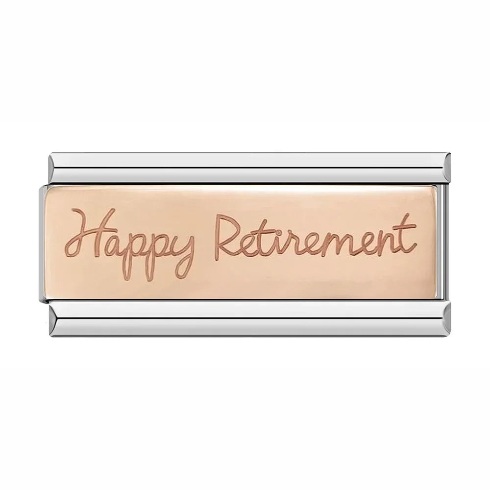 Happy Retirement - Silver Rose Bar Charm