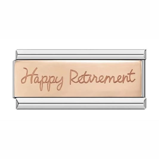 Happy Retirement - Silver Rose Bar Charm