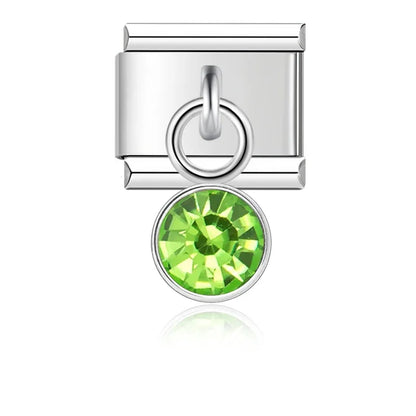 July Birthstone with CZ - Silver Pendant Charm