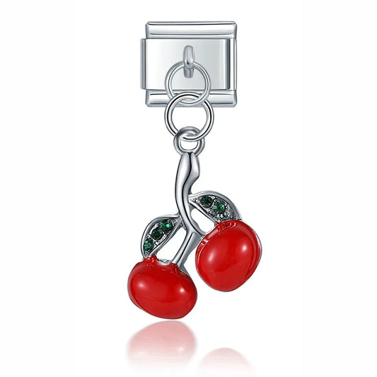 Cherries with Love - Silver Pendant Charm