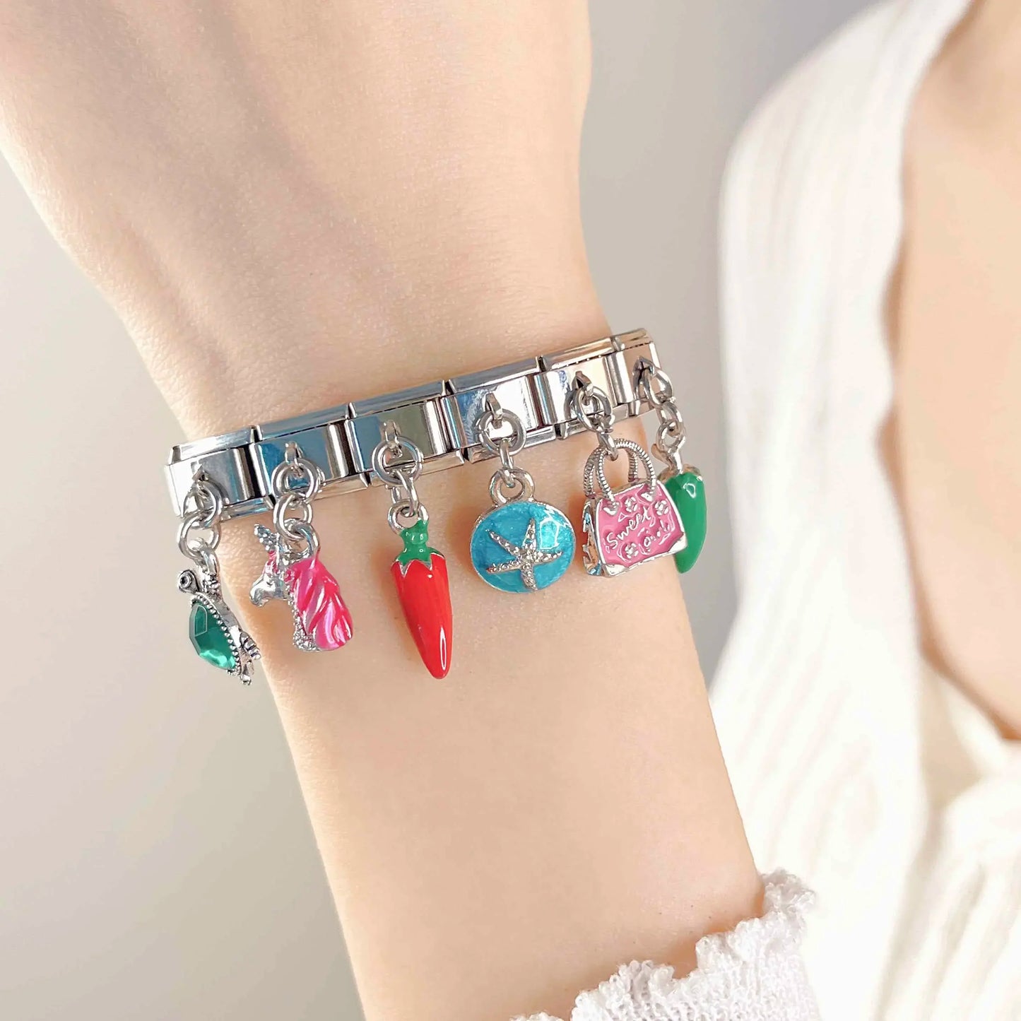 Sweet Girl Bag - Silver Pendant Charm