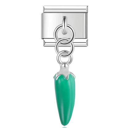 Green Pepper - Silver Pendant Charm