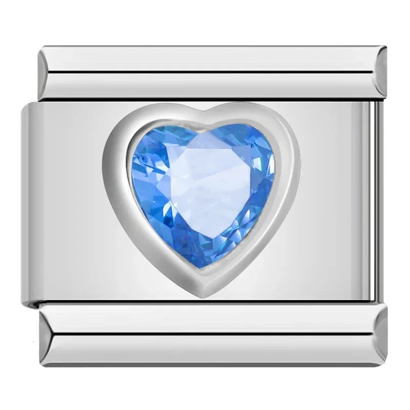 Royal Blue Resin Heart - Silver Charm