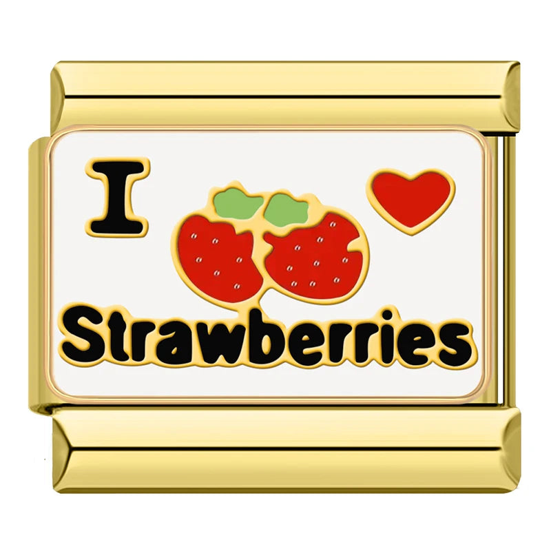 I Love Strawberries - Gold Charm