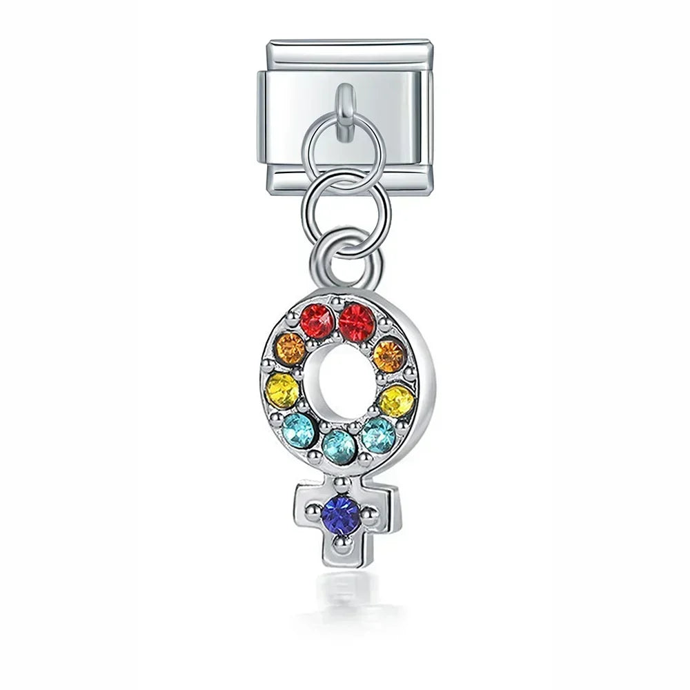 Rainbow Feminine - Silver Pendant Charm