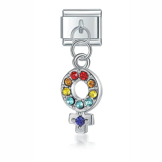 Rainbow Feminine - Silver Pendant Charm