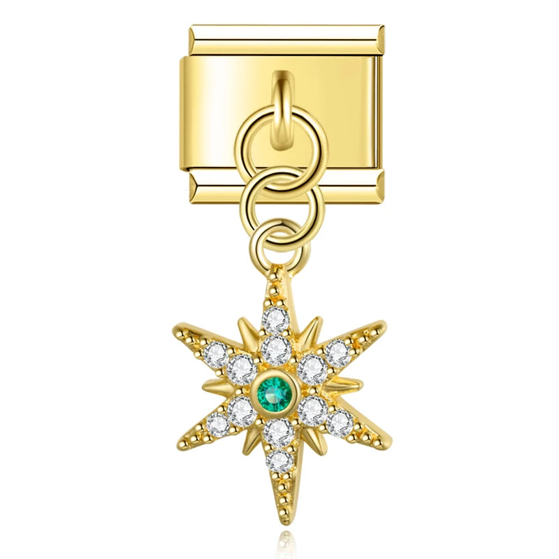 North Star with CZ - Gold Pendant Charm