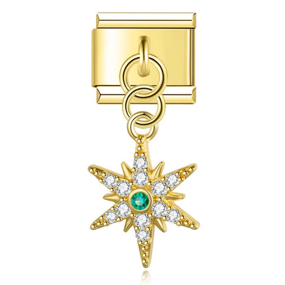 North Star with CZ - Gold Pendant Charm