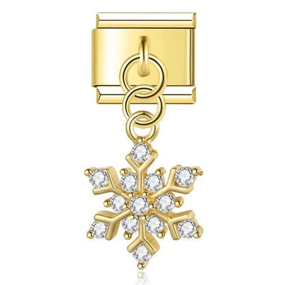 Snowflake Sparkle with CZ - Gold Pendant Charm