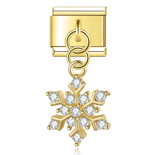 Snowflake Sparkle with CZ - Gold Pendant Charm