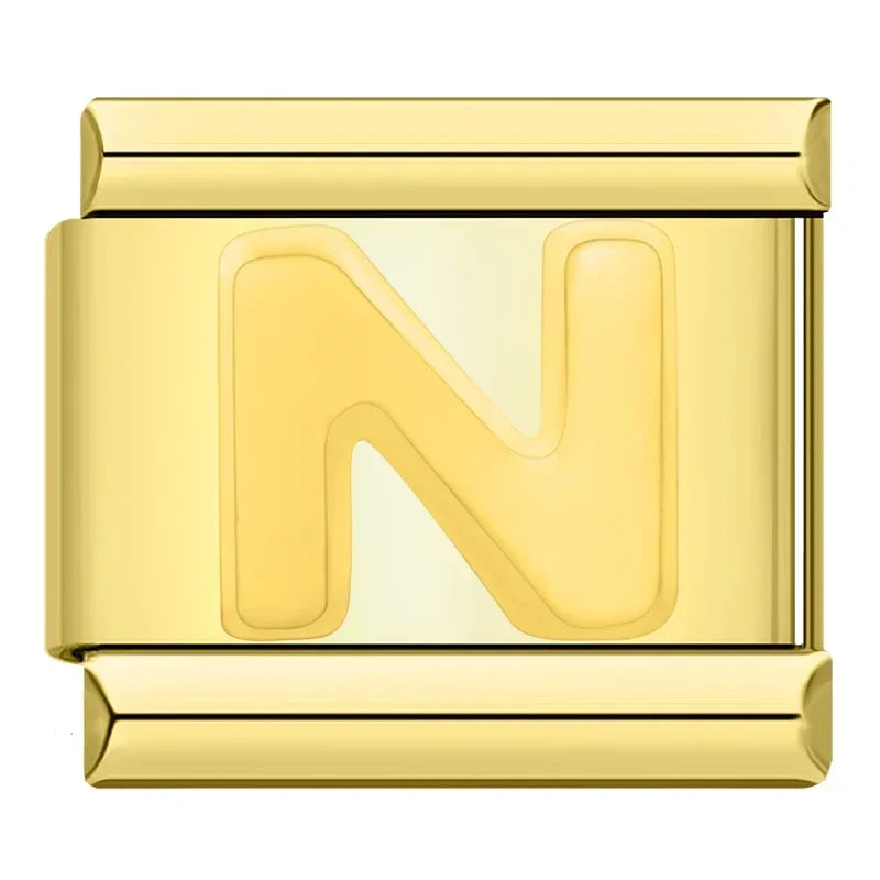 Golden Letter N - Gold Charm