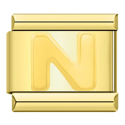 Golden Letter N - Gold Charm