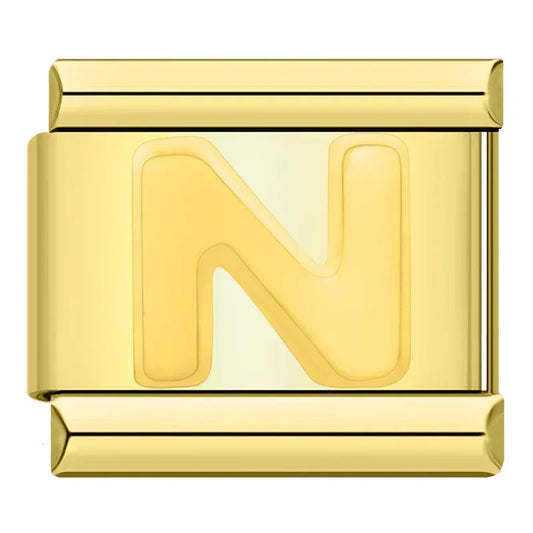 Golden Letter N - Gold Charm