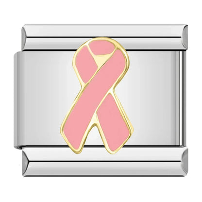 Pink Ribbon - Silver Charm