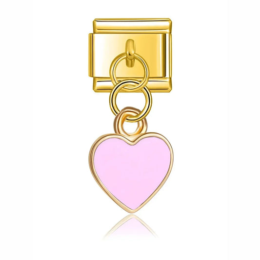 Pink Heart - Gold Pendant Charm