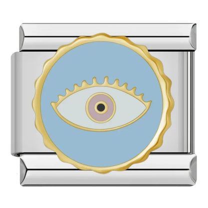 Blue Round Eye - Silver Charm