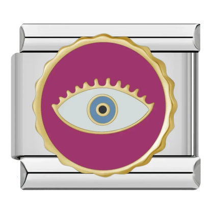 Magenta Round Eye - Silver Charm