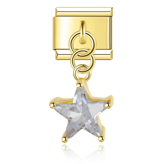 Crystal Star with CZ - Gold Pendant Charm
