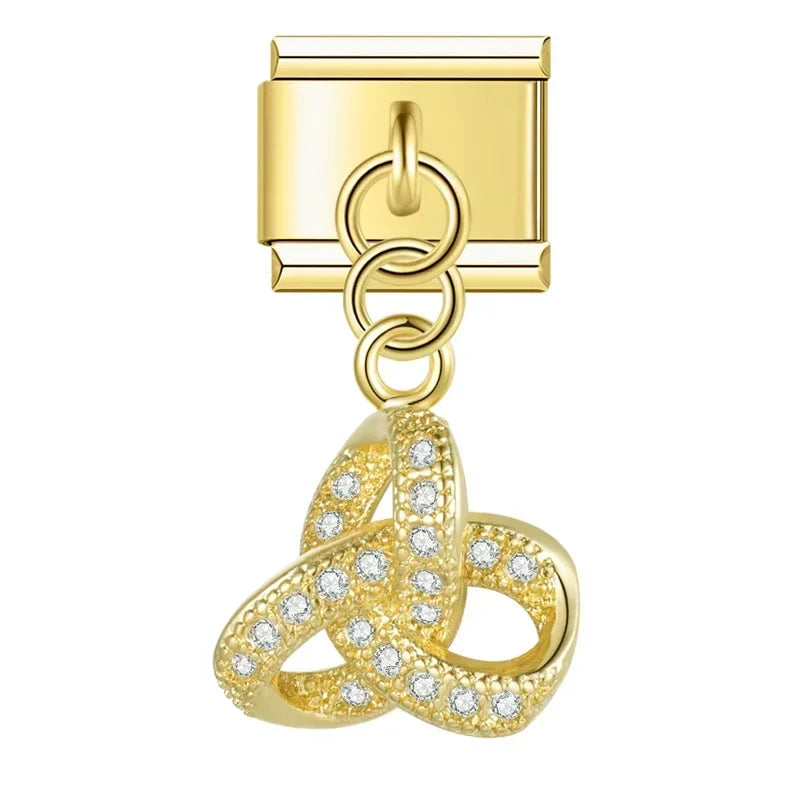 Sparkling Trinity Loop - Gold Pendant Charm